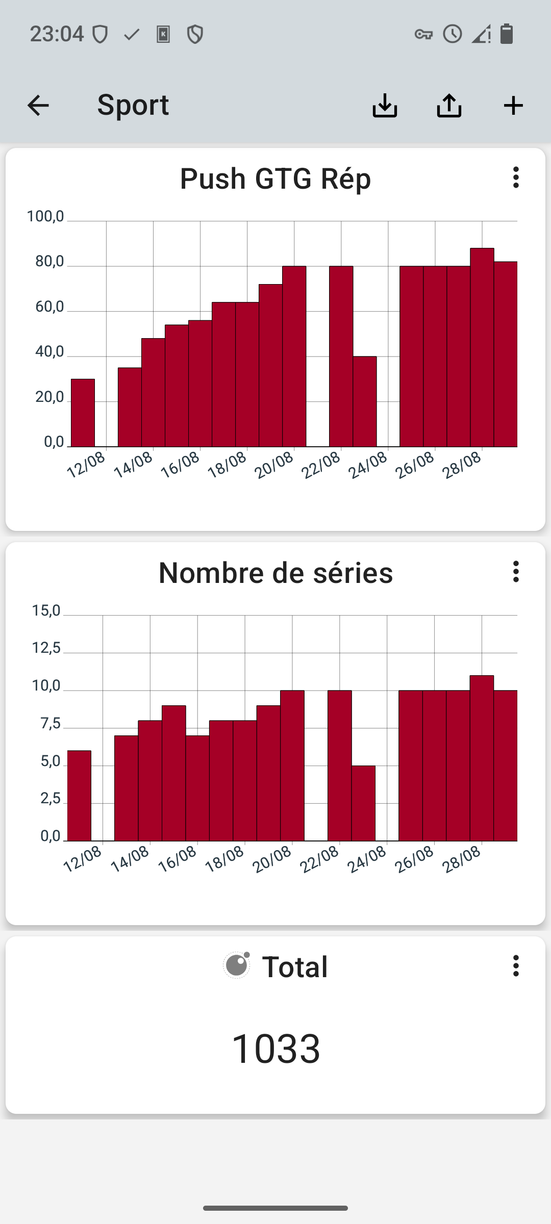 Graphique de progression aux pompes